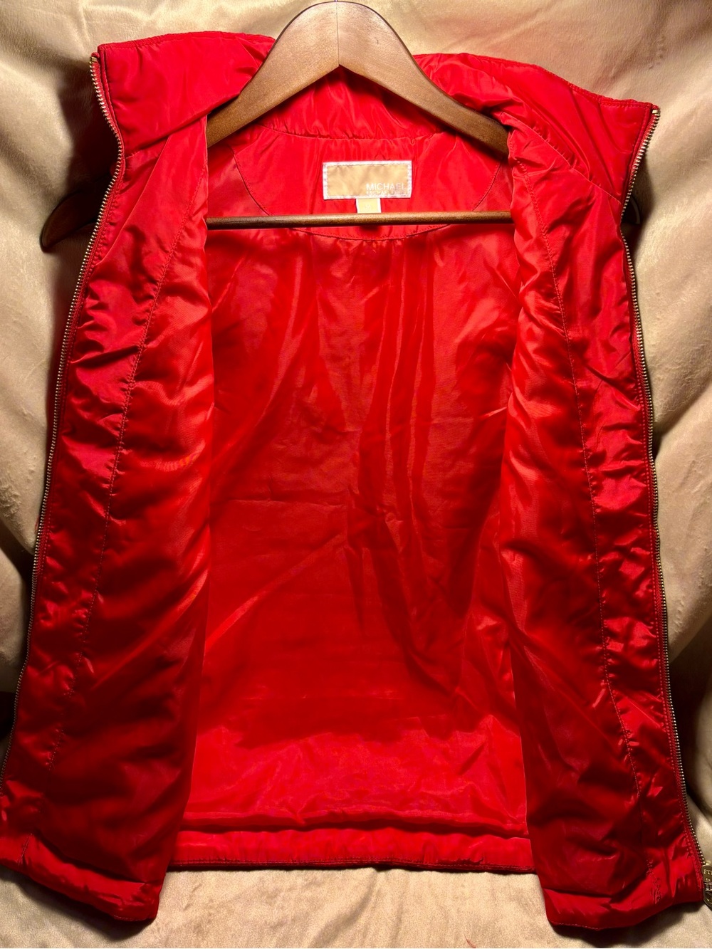 MICHAEL Michael Kors Bright Red Quilted Puffer Vest